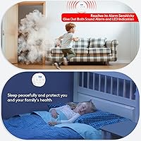 Vista 7 de 2 en 1, alarma combinada de humo y monóxido de carbono, detecta CO, alerta de 85 dB, lectura digital LCD, con 3 pilas AA de 1.5 V, advertencia