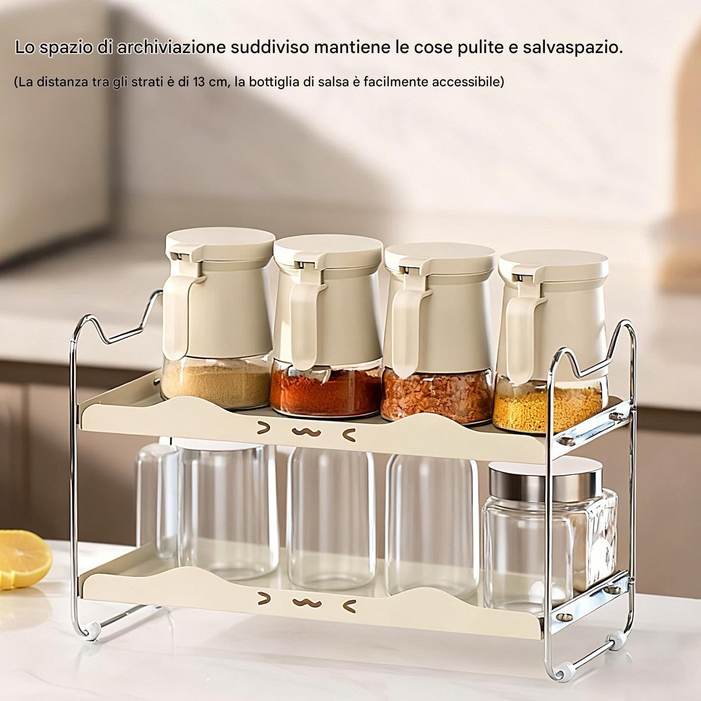 Generico Organizer für Theke, rutschfest, platzsparend, Organizer für die Küche, erhöht – für Schränke, Vorratsdosen, Gewürze, Tassen, Utensilien für Badezimmer, Schlafzimmer, Büro