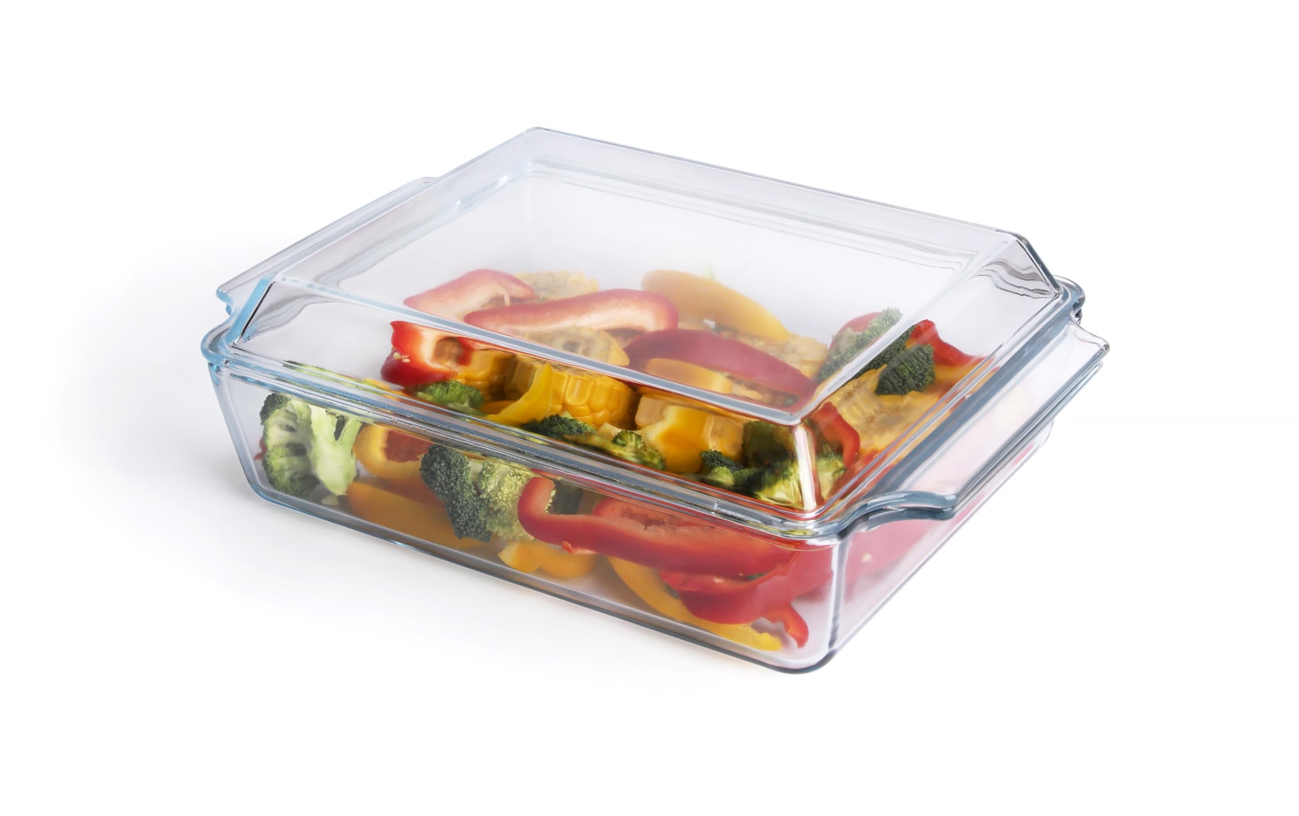 Rectangular Tempered Glass Casserole Dish, Tempered Glass Baking Dish with Glass Cover. Oven, Freezer and Dishwasher Safe. - 2 Liter