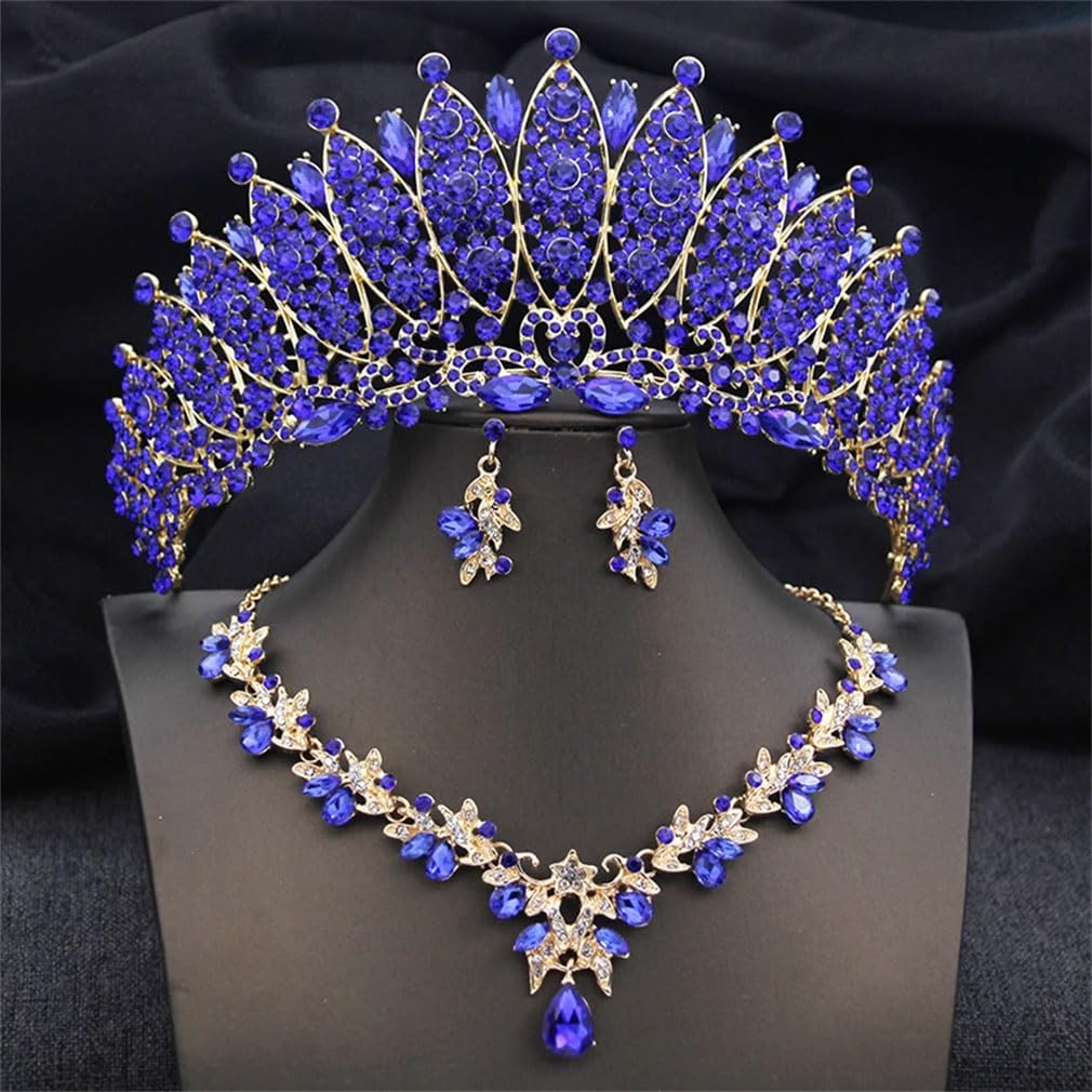 Bridal Jewelry Sets 3Pcs Tiaras And Necklace Earrings For Party Prom Birthday Wedding Costume Accessories