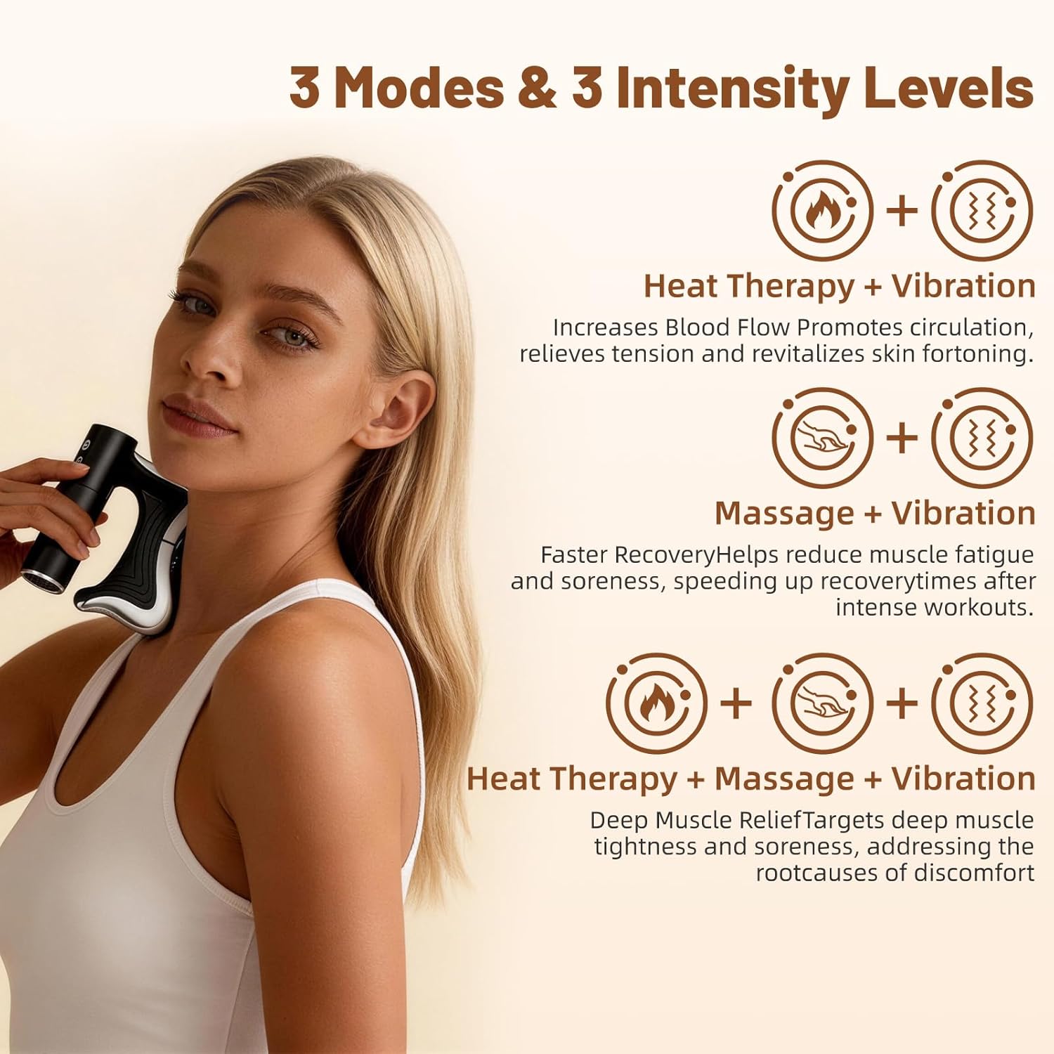 OTBK Heated Muscle Scraping Tool — Portable Muscle Relaxation Therapy Device. Features Three Modes: Vibration, Heat Therapy, and Microcurrent. (Electrothermal Fascia Cutter Black) - Image 3