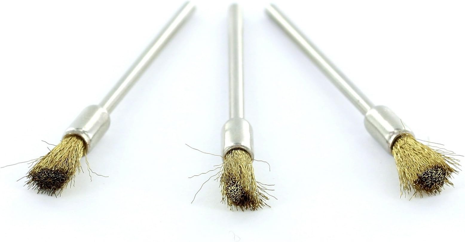 Rotacraft Brass Pencil Brushes, Pack of 3, Silver