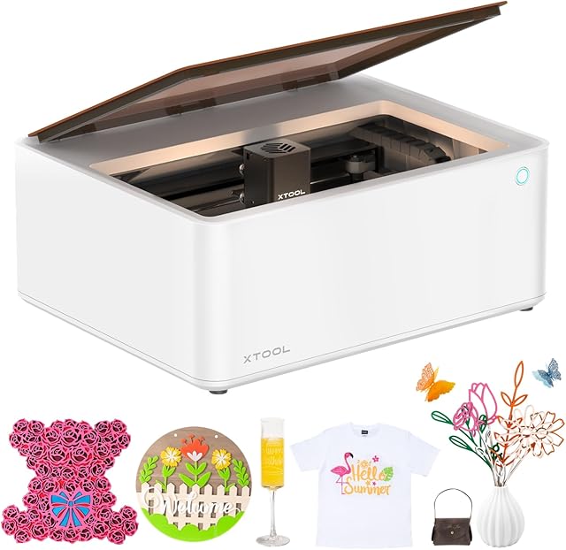 xTool M1 2-in-1 Laser Engraver, 10w Output Craft Laser Cutter with Integrated Enclosure, Compatibility with Rotary, Air Assist, Honeycomb Panel, Laser Cutter and Engraver Machine for Wood and Metal