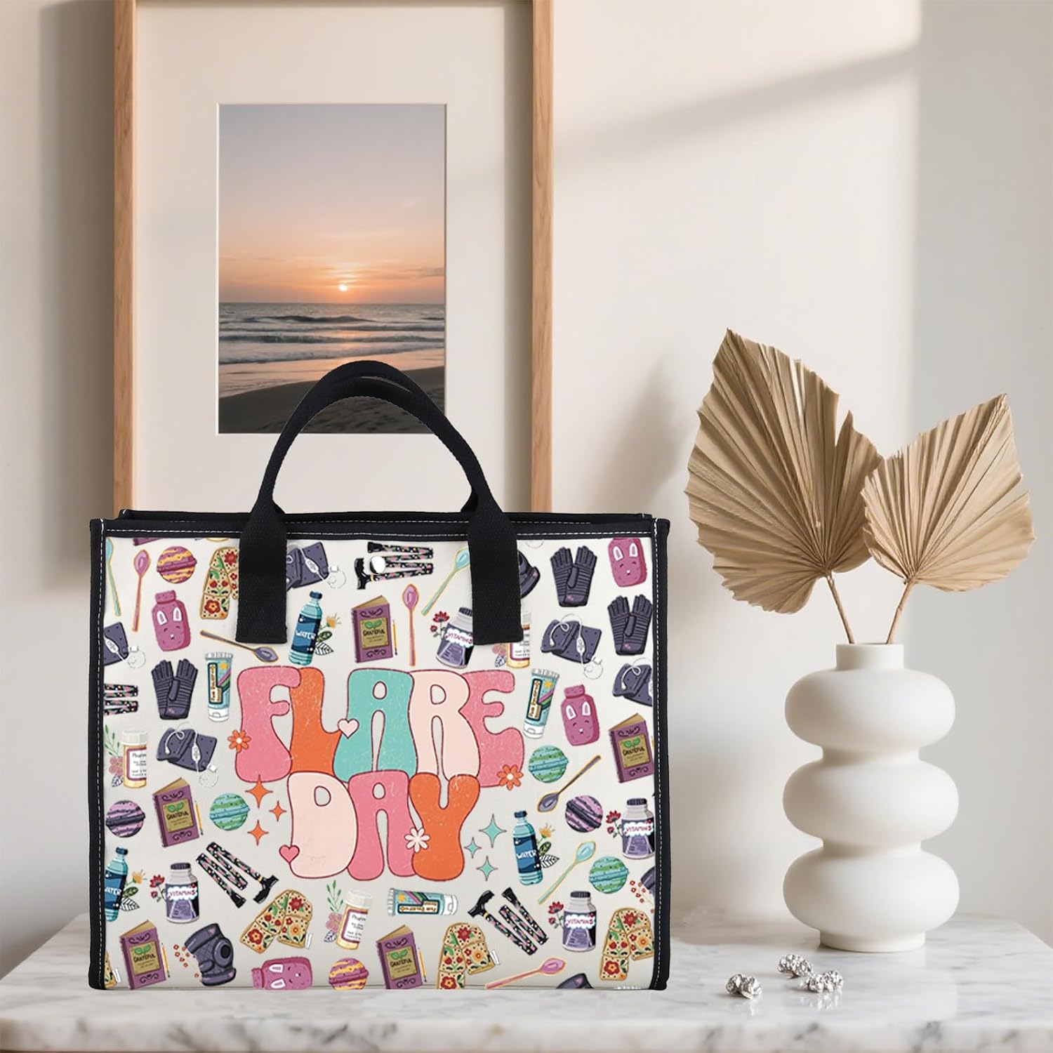TSOTMO Chronic Illness Tote Bag Flare Day Chronic Illness Gift for Warrior Rare Disease Awareness Gift