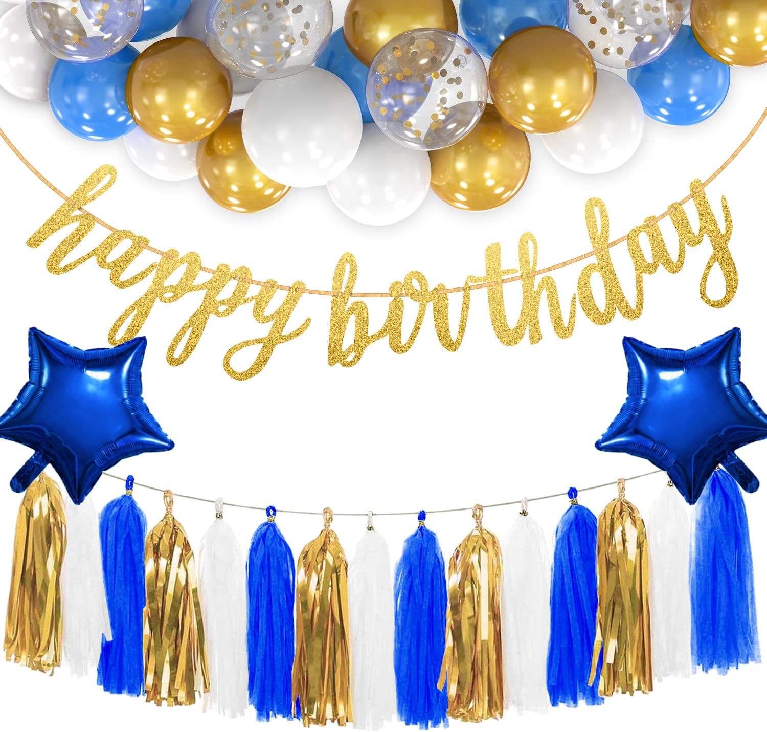 Nave Blue Gold Birthday Decorations for Women or Girls