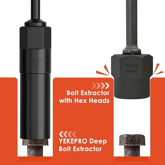 17PCS 1/2 Drive Deep Bolt Extractor Set (85mm Length), Cr-Mo Steel | Spiral Socket Set for Removing Damaged, Frozen, Rusted, Stripped & Rounded-Off Bolts, Nuts & Screws