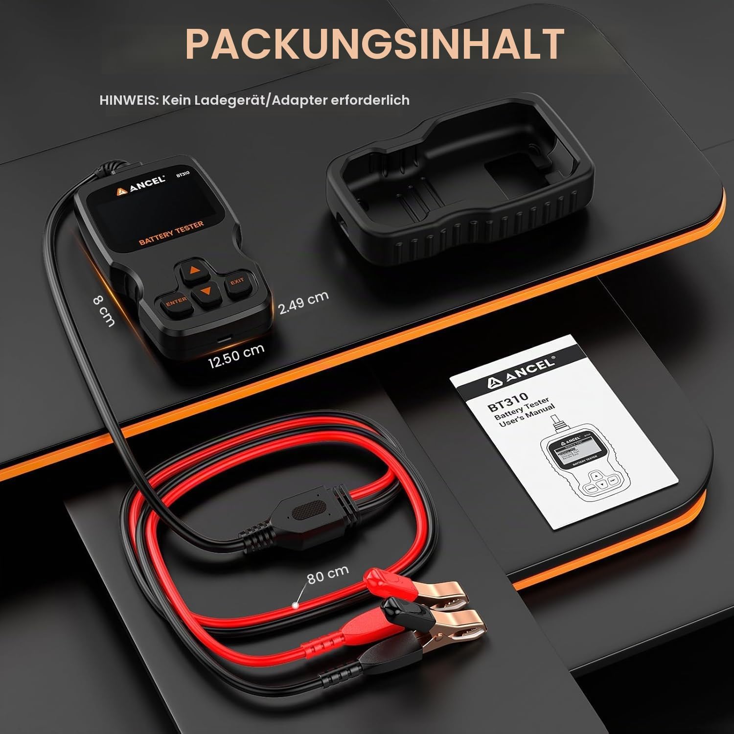 ANCEL BT310 Autobatterie Tester 12V 24V Batterietester KFZ 100–2000 CCA | Batterie Tester Auto mit Batterietest Anlasstest & Ladetest für SUV LKW ATV Boot PKW Motorrad Blei-Säure & Lithium Batterien