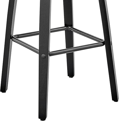 Miniatura 10 de Armen Living Arabela - Taburete de bar giratorio moderno de mediados de siglo para encimera de isla de cocina en piel sintética gris y madera negra,