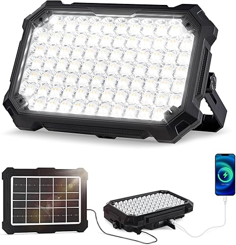 Luz solar LED de trabajo recargable de 300 W, linterna solar LED de 8000 lúmenes, luces de camping portátiles, 4 modos de luz, luces de tienda de