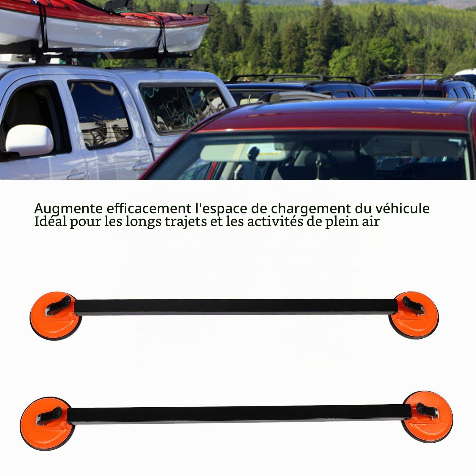2 Pièces de 36,22 Pouces de Barres de Toit pour Bagages, Barres Transversales de Barres de Toit de Voiture, Porte-Bagages de Toit à par Ventouse en Tube d'acier carré,
