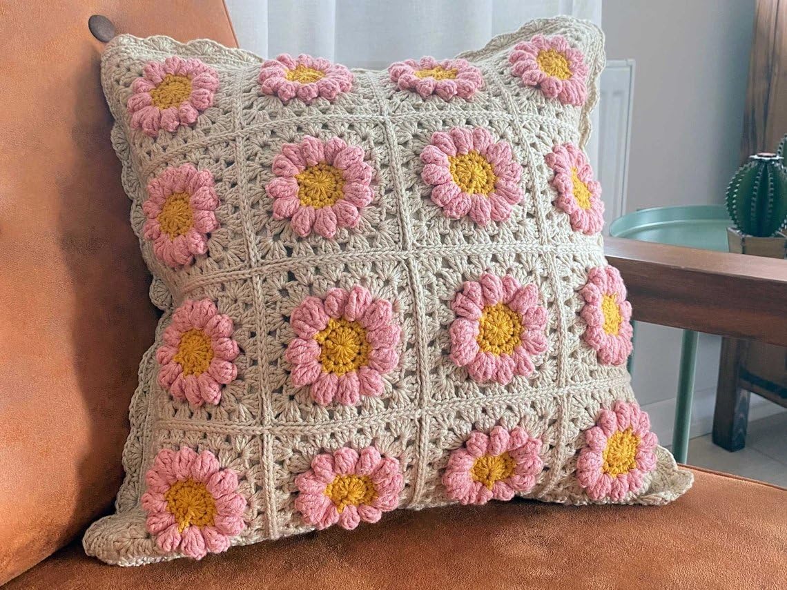 ALTAARA Crochet Cushion Cover 16 X 16 Inch Handmade Soft Boho Cotton Pillow Case for Sofa Set Bed Living Room Bedroom in Premium Canvas Fabric with Back Zipper, Off-White, 1-Piece, Style 04 (B0DH8NHMCW) Amazon Price History, Amazon Price Tracker