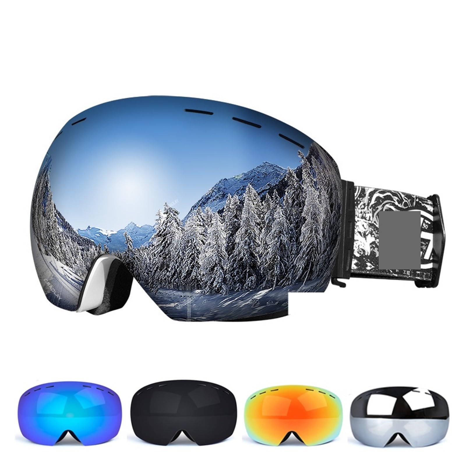 Gafas de esquí - Gafas de esquí antiniebla Gafas de snowboard para nieve con doble capa magnética Gafas para motos de nieve Gafas de esquí para deportes al aire libre (Color: Blanco) (Negro Rojo)
