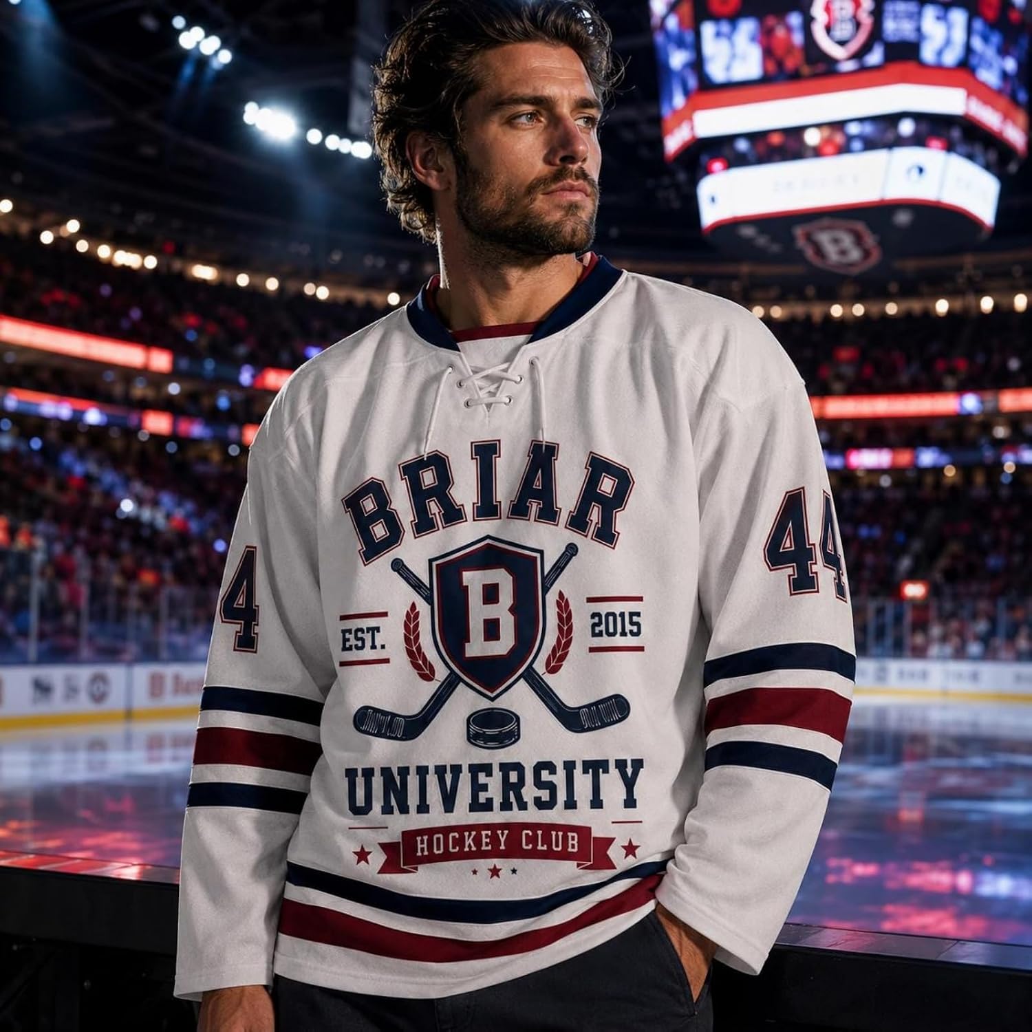 Off Campus Long Sleeve Hockey Jersey Sweatshirts Graham 44 & Logan 22 & Tucker 46 & Di Laurentis 66 Jersey Shirts, S-3XL
