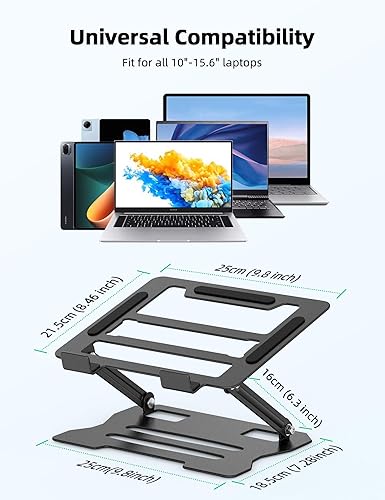 Miniatura 2 de Soporte ajustable para laptop, soporte universal ajustable de acero al carbono para computadora portátil, soporte ergonómico plegable para