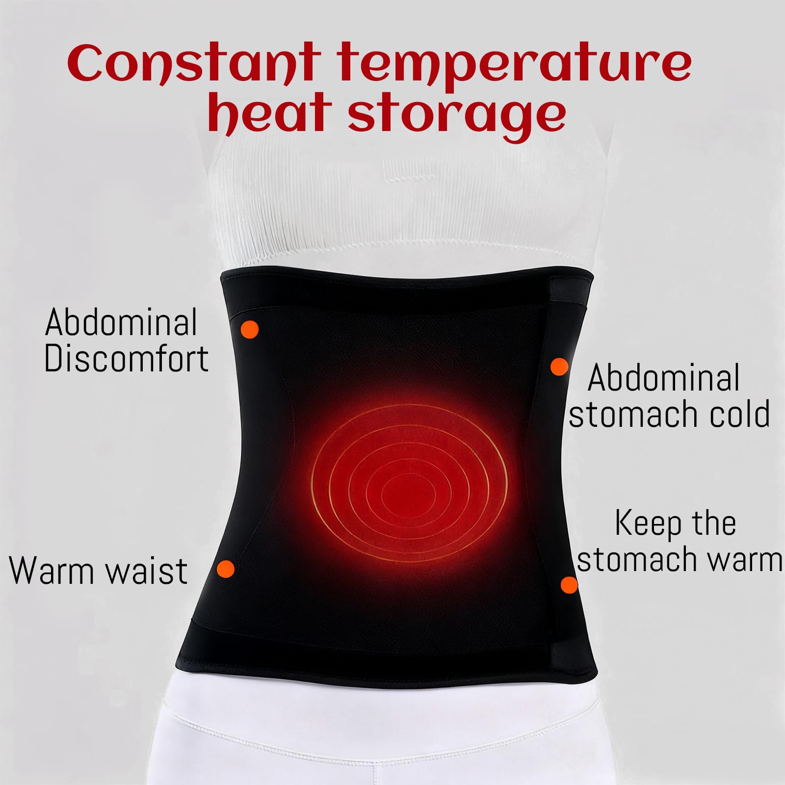 Faja Térmica, Haramaki, Cinturón Lumbar, Caliente Y Protección Contra El Frío, Grueso Y Con Forro De Pelo, Adecuado Para Mujeres, Hombres Y Personas Mayores (Negro, 30 * 30 Cm)