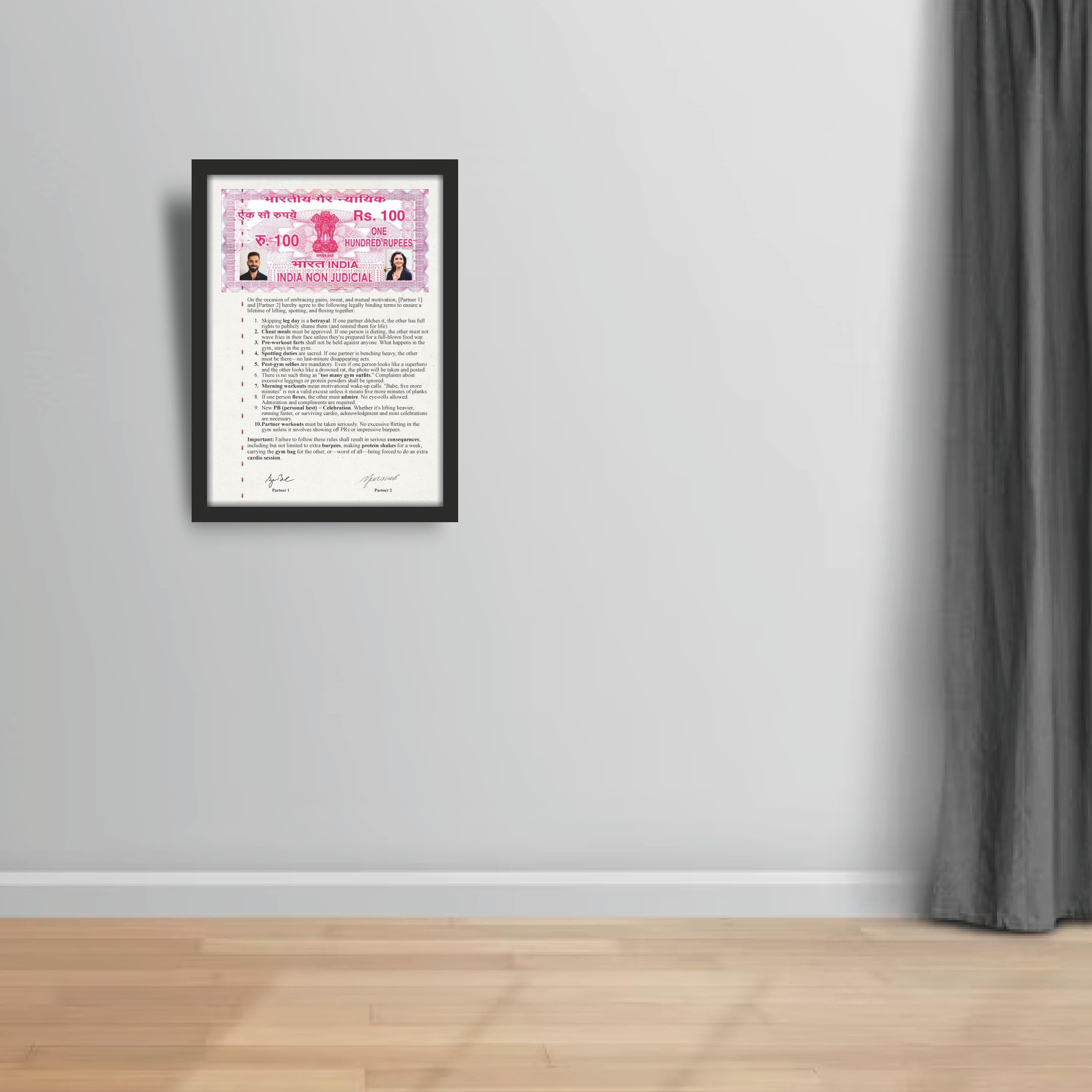 Gym Freak Couple Relationship Contract Photo Frame – 9.25 x 12.8…