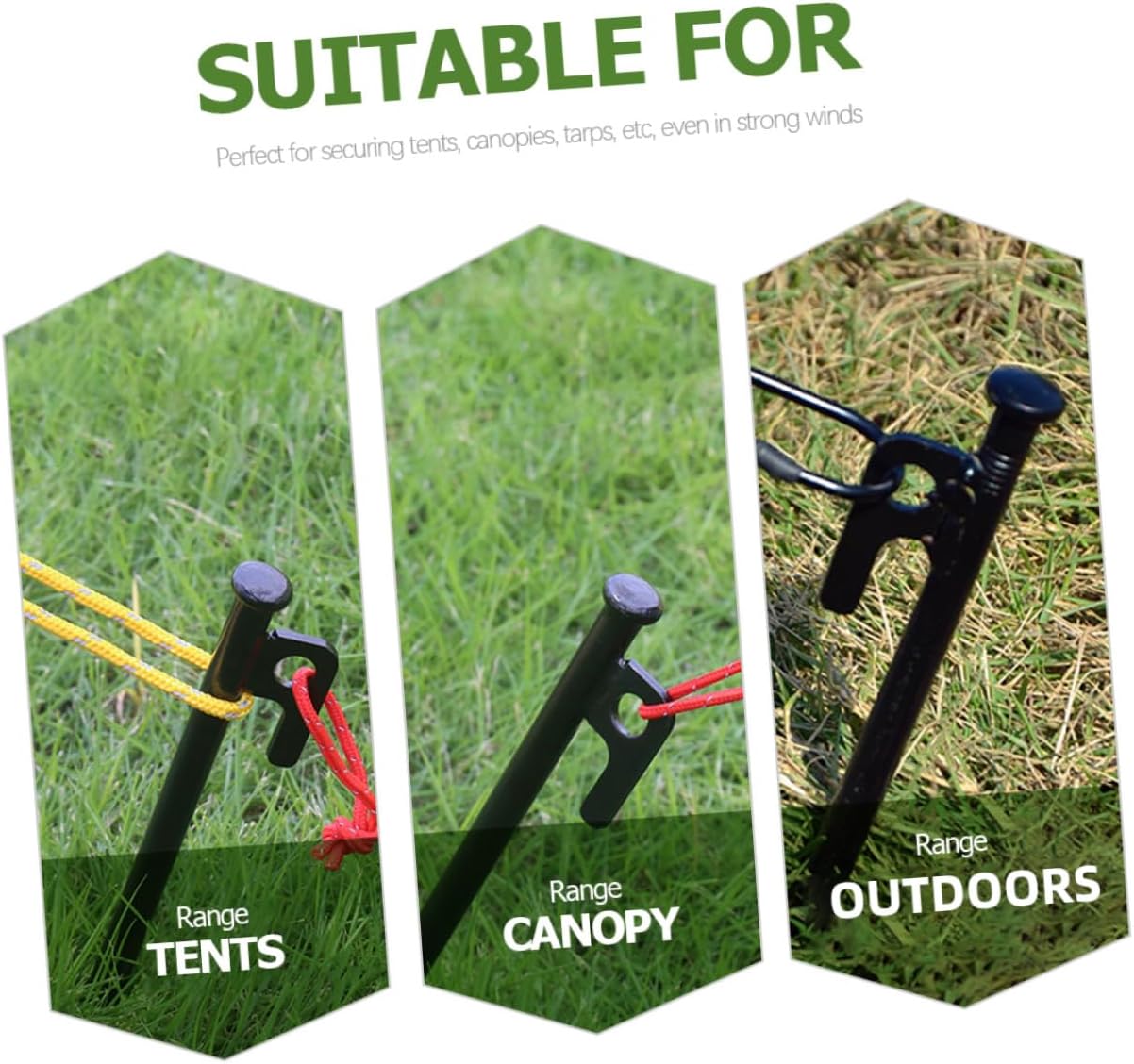 8pcs Heavy Duty Metal Tent Stakes Yard Ground Pegs with Storage Bag for Camping Outdoor Tarp Tent Accessories Windproof Fixing