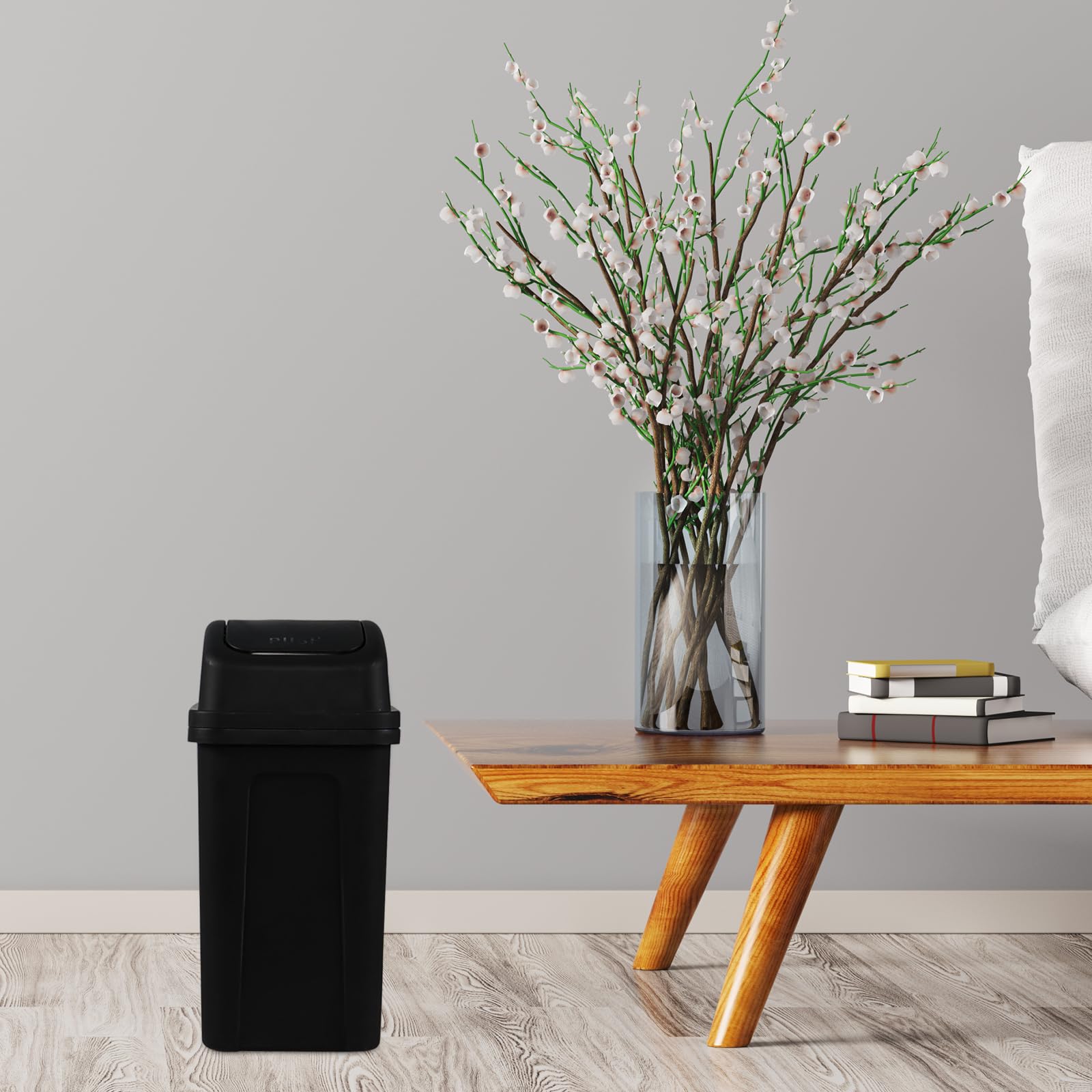 Loiycg 7 Liter Black Swing Lid Trash Can - Slim Plastic Bin For Bathroom, Bedroom, Kitchen - View #8