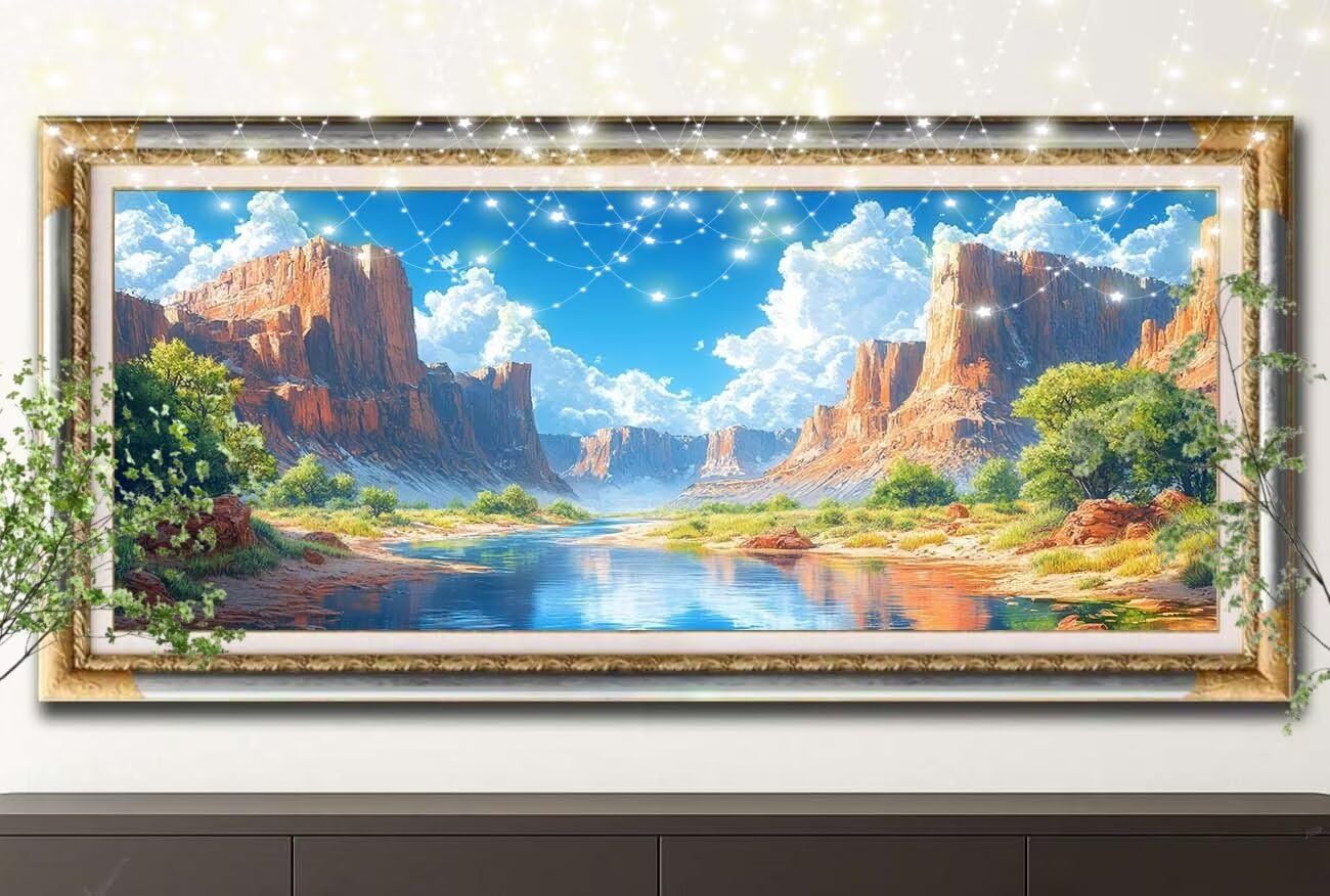 5D Diamond Painting Set für Erwachsene Große (50x150cm),Schlucht,Landschaft Diamant Painting Bilder Kinder,DIY Kristall Strass Cross Stickerei Malerei Bastelset für Büro,Wanddeko,Geschenke 55F-13372