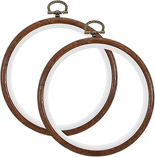 Ouligay 2pcs Embroidery Hoops, 5 Inch Wood Embroidery Frame with Ring, Small Embroidery Hoop, Round Cross Stitch Hoop for Embroidery Art Craft Handy Sewing Decoration