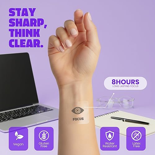 Miniatura 4 de Parches de enfoque de néctar  Apoyo cognitivo natural con ginkgo biloba, bacopa y magnesio para la memoria, parches neuros de claridad mental para