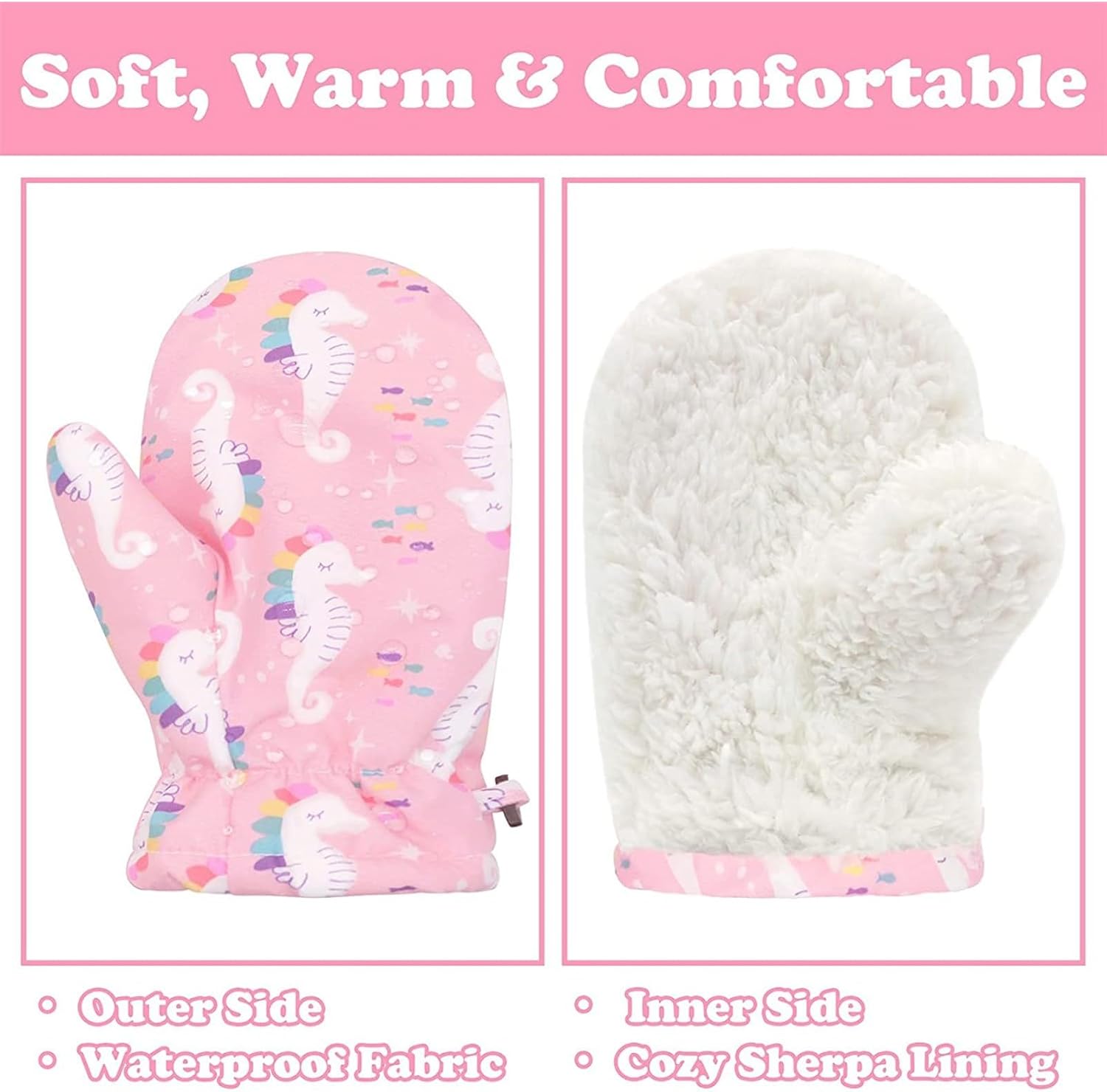 Toddlers Kids Winter Windproof Mitten Gloves Outdoors Sports Cold Weather Mittens for Little Girls Boys