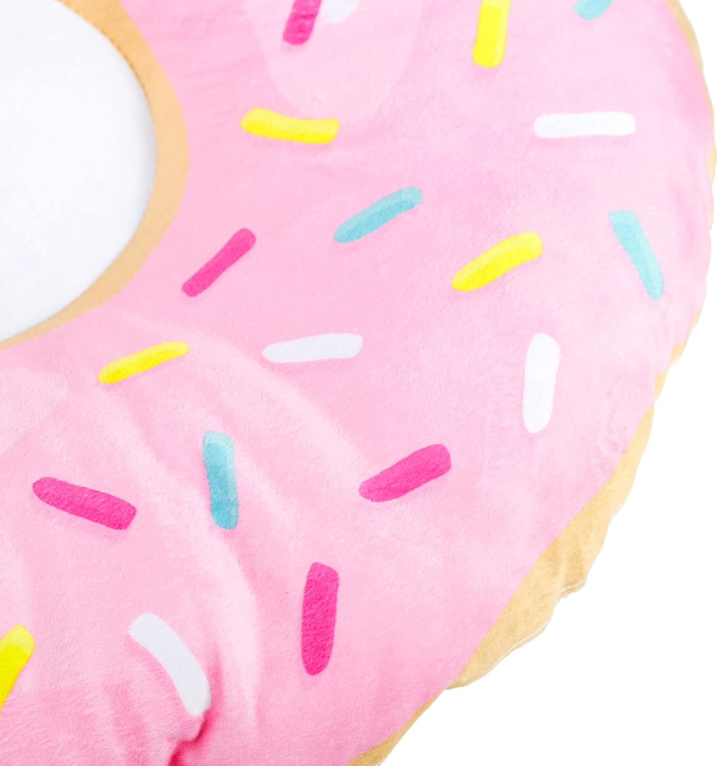 Longrich Donut Cat Bed & Dog Bed, 3D Realistic Donut Print Pets Bed with Non-Slip Bottom for Medium/Large Indoor Pets, Machine Washable, 24 inches, Pink Party Sprinkle