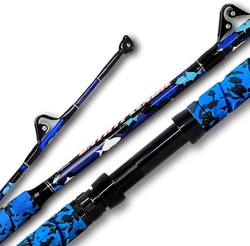 Fiblink Caña de pescar de agua salada, 1 pieza/2 piezas, caña de arrastrar en alta mar, caña de pesca de gran juego, barco convencional, camuflaje