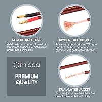 Micca Pure Copper Hangszóró Kábel Aranyozott Banán Csatlakozó 12ft 3