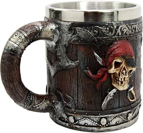 Miniatura 4 de Ebros Gift Piratas del Caribe - Bandana con calavera con espadas cruzadas, jarra, café, cerveza, taza de café, taza de cerveza Drunken Pirate's Life
