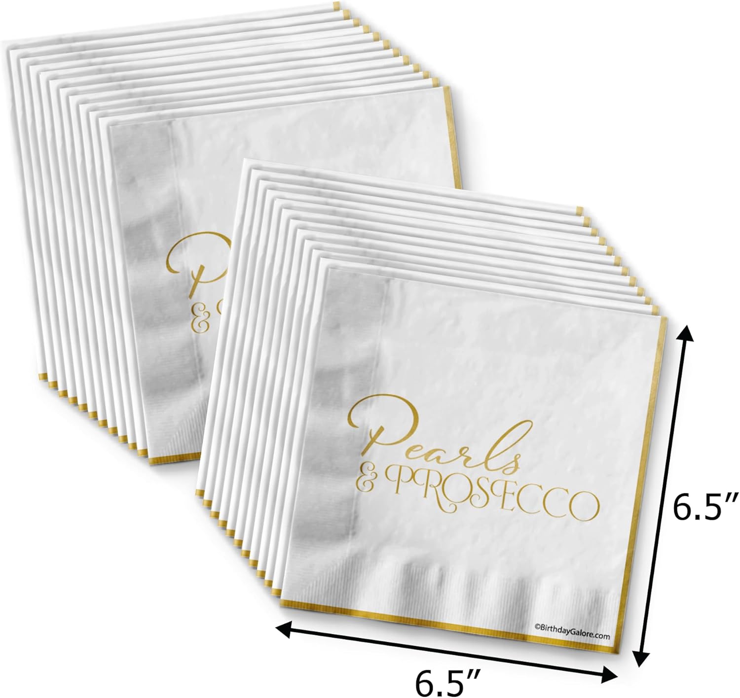 Pearls and Prosecco Bridal Shower Party Supplies - 24 Piece Tableware Set Includes Large 9" Dinner Plates and 7" Dessert Paper Plates Napkins