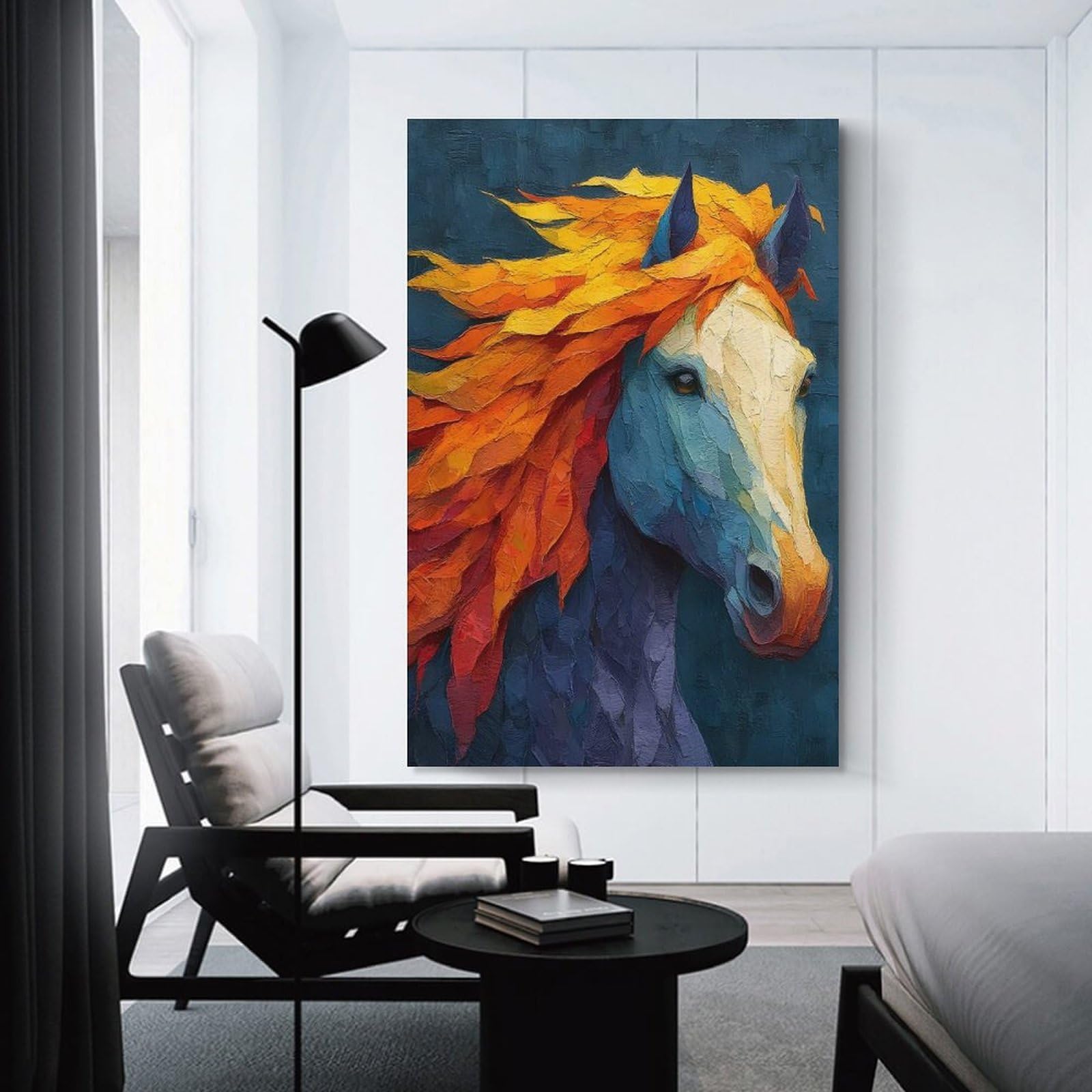 Junmoney Hanging Wall Art Vibrant Horse Portrait, 08x12inch(20x30cm), for Wall Displays, Bedrooms Or Room Updates, Decorative Artwork with Flexible Styling