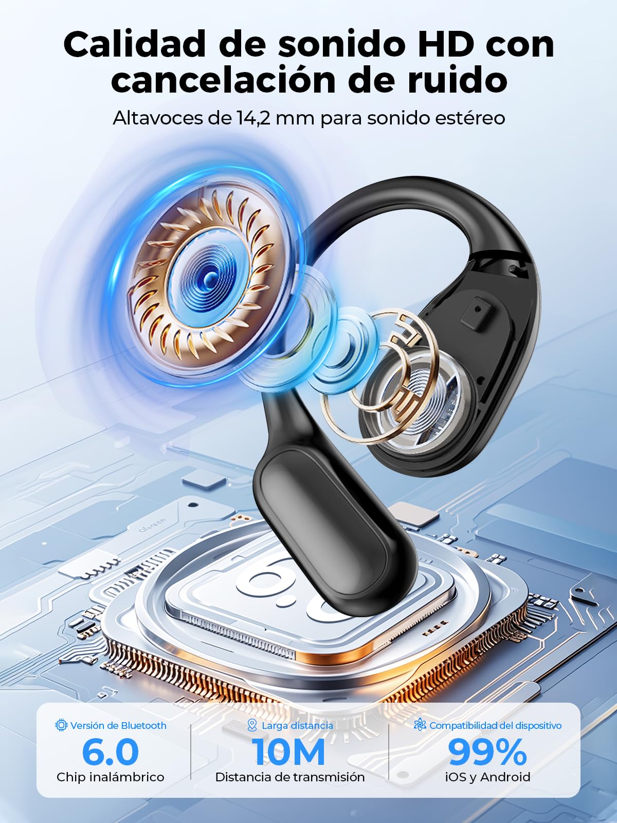 MS190 KI Traductor Auriculares 3 en 1, auriculares de traducción en tiempo real con 134 idiomas y 8 modos, traductor de auriculares ai con aplicación, Bluetooth 6.0, auriculares de traducción 60H para