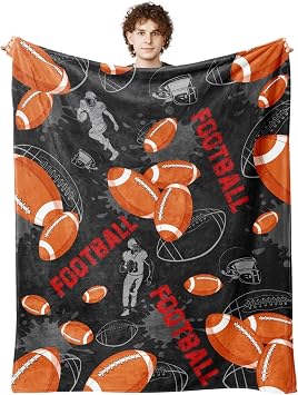 Football Blanket for Boys Girls Kids, Football Gifts for Boys Girls, Soft Footballs Gift for Room Decor Bedding 40x50in
