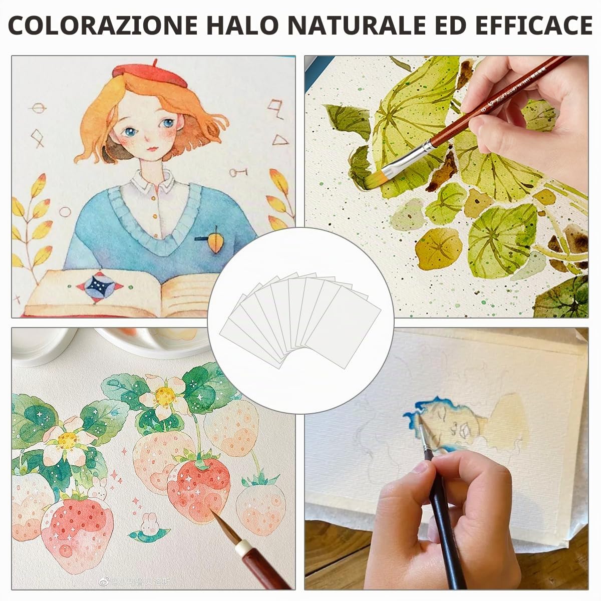 150 Fogli Carta per Acquerello A6 Kit,300 g/m² Fogli Acquerello Carta Cotone,10,2x15,2cm Professionale Watercolor Paper Disegno, per Pittori, Artisti Pittura