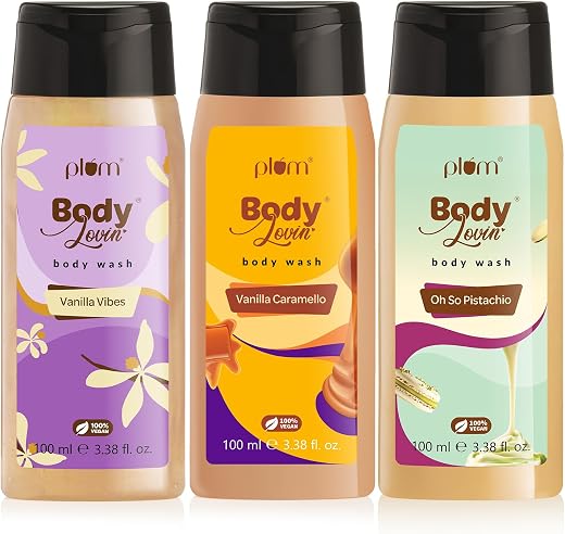 Plum BodyLovin’ Bakery Trio | Vanilla Vibes, Vanilla Caramello &amp; Oh So Pistachio | SLS-Free Creamy Body Wash | Aloe-Infuse