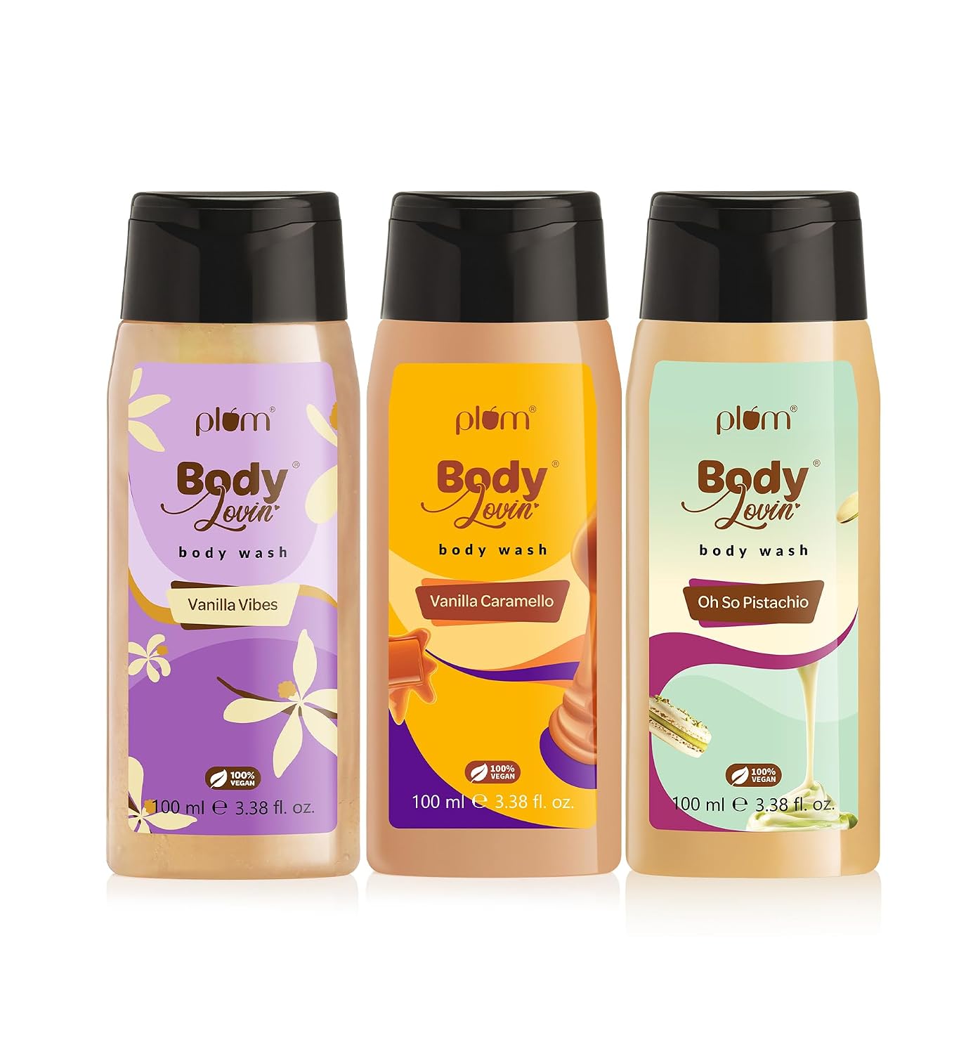 Plum BodyLovin’ Bakery Trio | Vanilla Vibes, Vanilla Caramello & Oh So Pistachio | SLS-Free Creamy Body Wash | Aloe-Infuse...