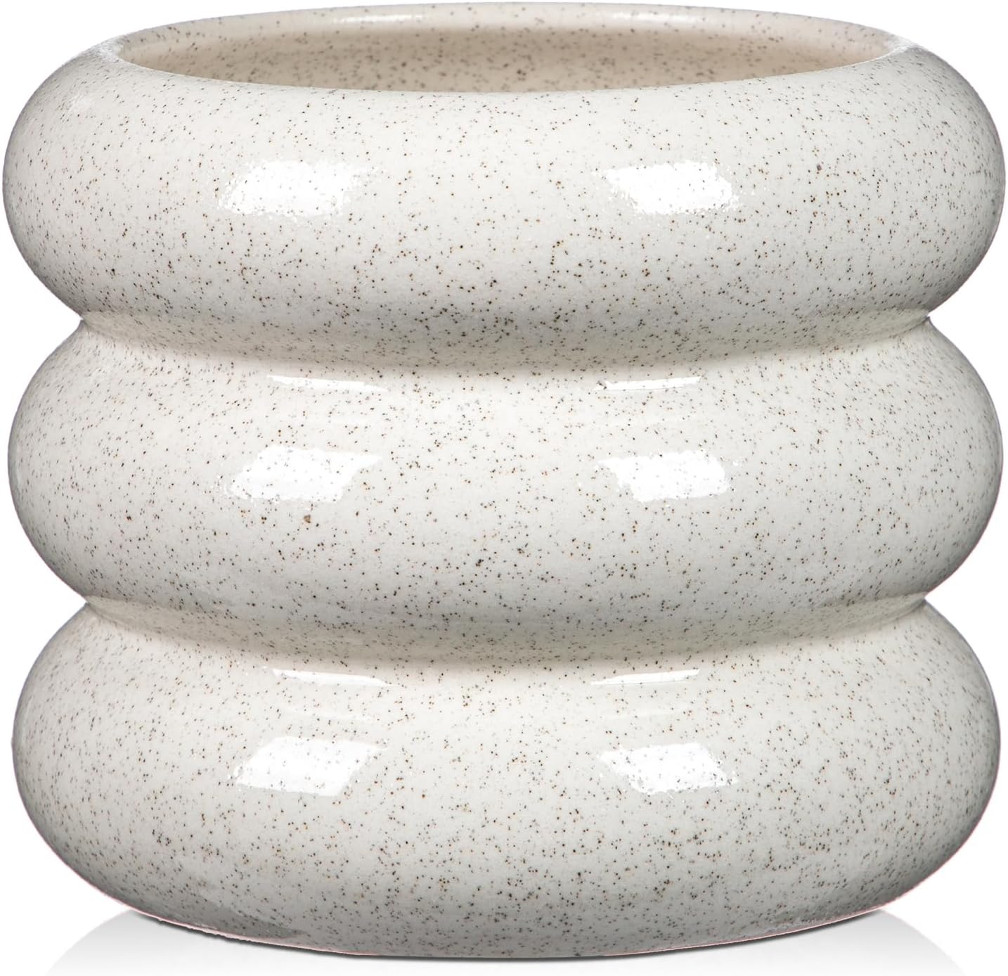 Briful Ceramic Planter Pot, 6 Inch Bubble Planter with Drainage Hole, Large Flower Planter Pots for Indoor Plants Outdoor, Home Office Modern Décor(Creamy White)