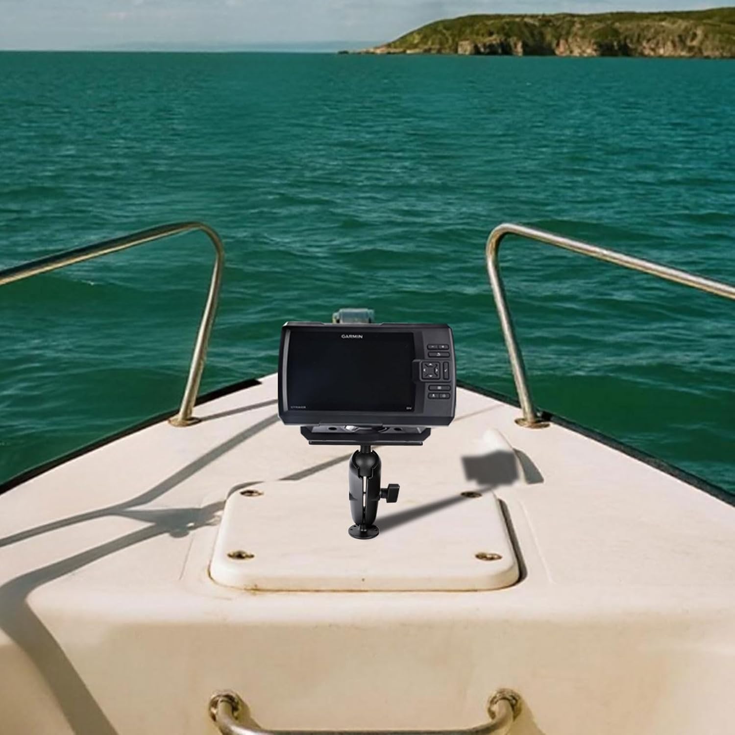 xik 9.1 Inch Long Arm Aluminum Alloy Fish Finder Mount with C Size 1.5" Ball, Rectangle Plate & Round Base - Compatible with Garmin, Lowrance, Humminbird, Raymarine & More