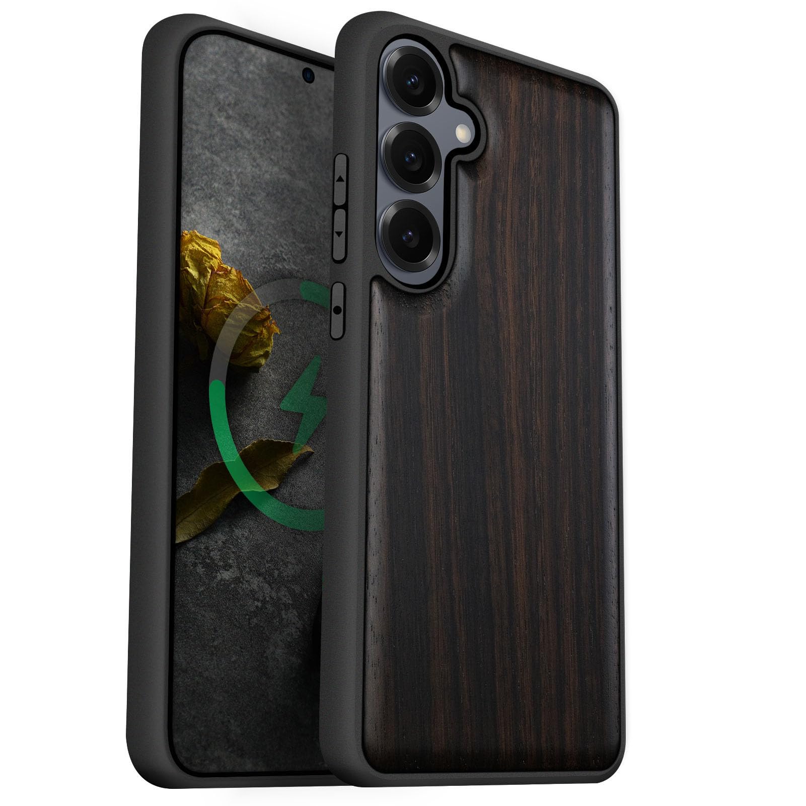Carveit Magnetic Wooden Case for Samsung Galaxy S25 Case 2025, TPU Shockproof Cover & Wood Artisan Engraved, Compatible with MagSafe Wireless Chargers