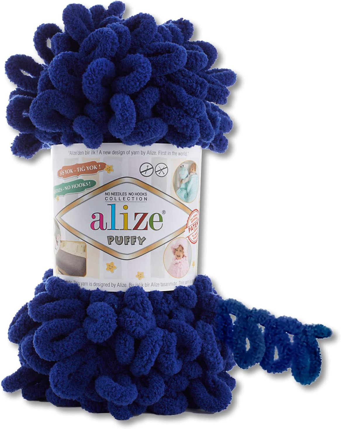 Alize 100 g Puffy Wool in 62 Selections Loop Wool Knitting and Crochet without Tools (360 | Midnight Blue)