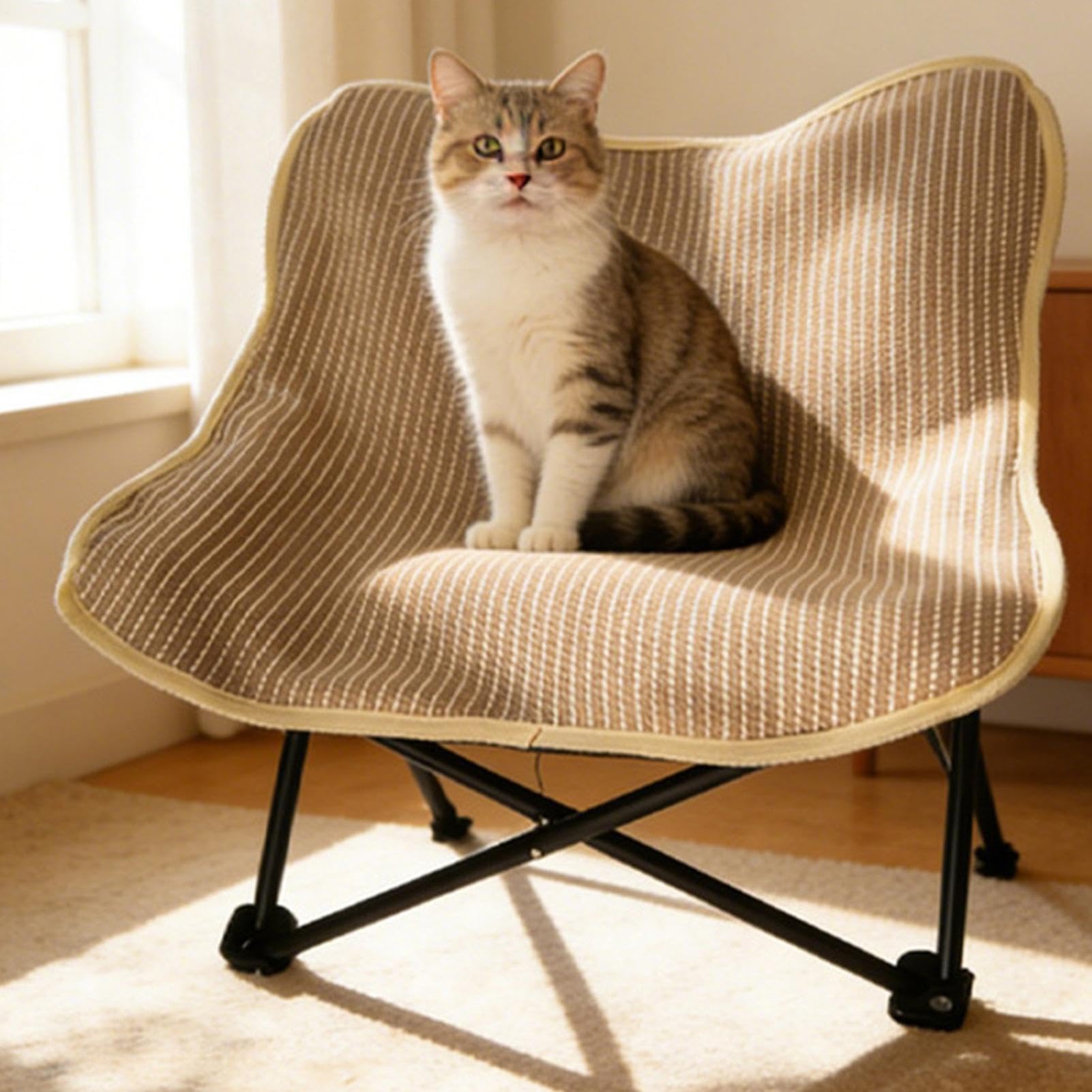 Cama para gatos – Silla plegable de sisal para mascotas, silla rascadora de sisal para gatos, cartón corrugado protege muebles, diseño ergonómico para gatitos pequeños, medianos y grandes, interiores