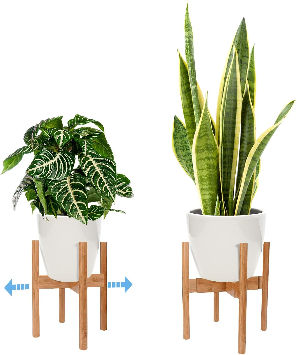 Oak & Boo Adjustable Plant Stand Mid Century Modern Indoors Outdoors Planter - Fits Tall Large Pots 9" to 12" (Planters Pot Not Included)