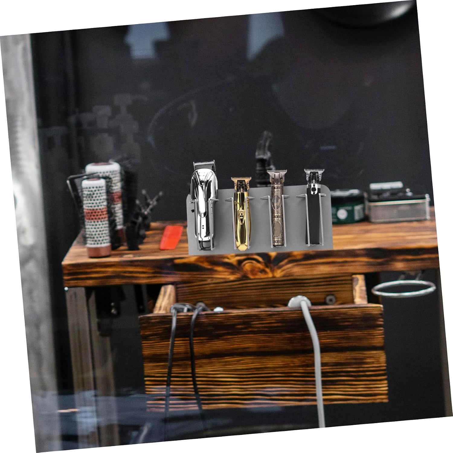 Professional Hair Salon Clipper Hanger Stainless Steel Hair Clipper Holder Barber Tool Organizer