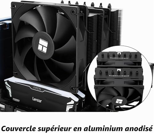 TR Phantom Spirit 120 SE BLACK CPU,Refroidisseur de processeur à 7 caloducs,Deux ventilateurs PWM de 120mm, Technologie AGHP 4.0, pour AM4/AM5 - 7