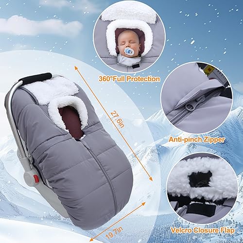 Miniatura 4 de Fairy Baby Funda de asiento de automóvil de invierno para asiento de bebé, impermeable, cálida, funda de asiento de automóvil para bebé, funda de