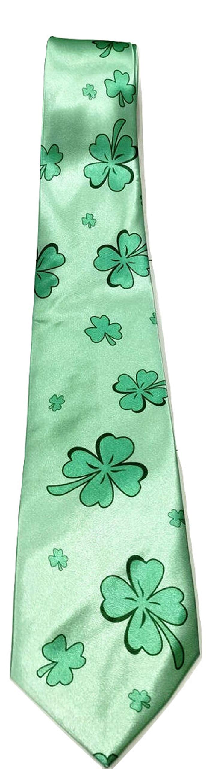 L&L® Men St. Patrick's Day Tie Souvenir Flag Tricolour Shamrock Irish Ireland Event (Leaves)