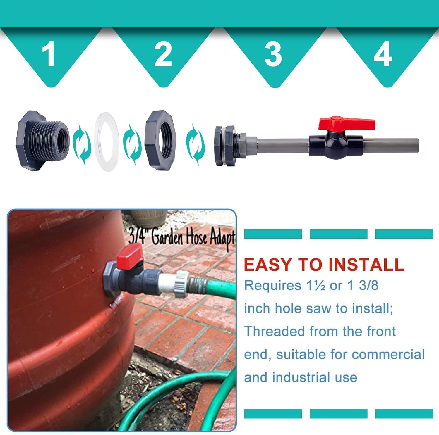 AHANDMAKER ABS Spigot Rain Barrel Faucet Kit, 3/4 Inch Plastic Valve