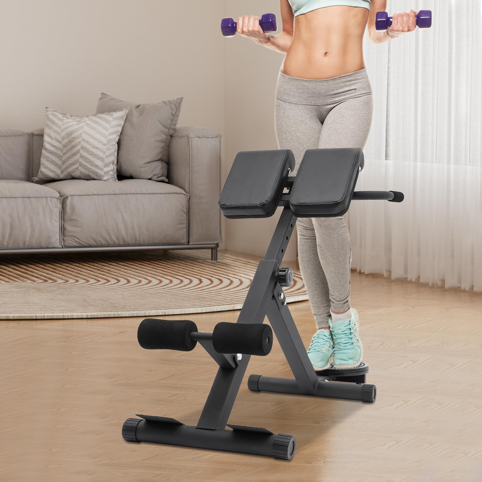 Banc D'extension Dossier Chaise Romaine Pliable,Back Trainer Réglable Hauteur Jusqu'à 120kg Chaise Romaine,pour Hyperextension,Gym, Musculation,Entraînement,Fitness