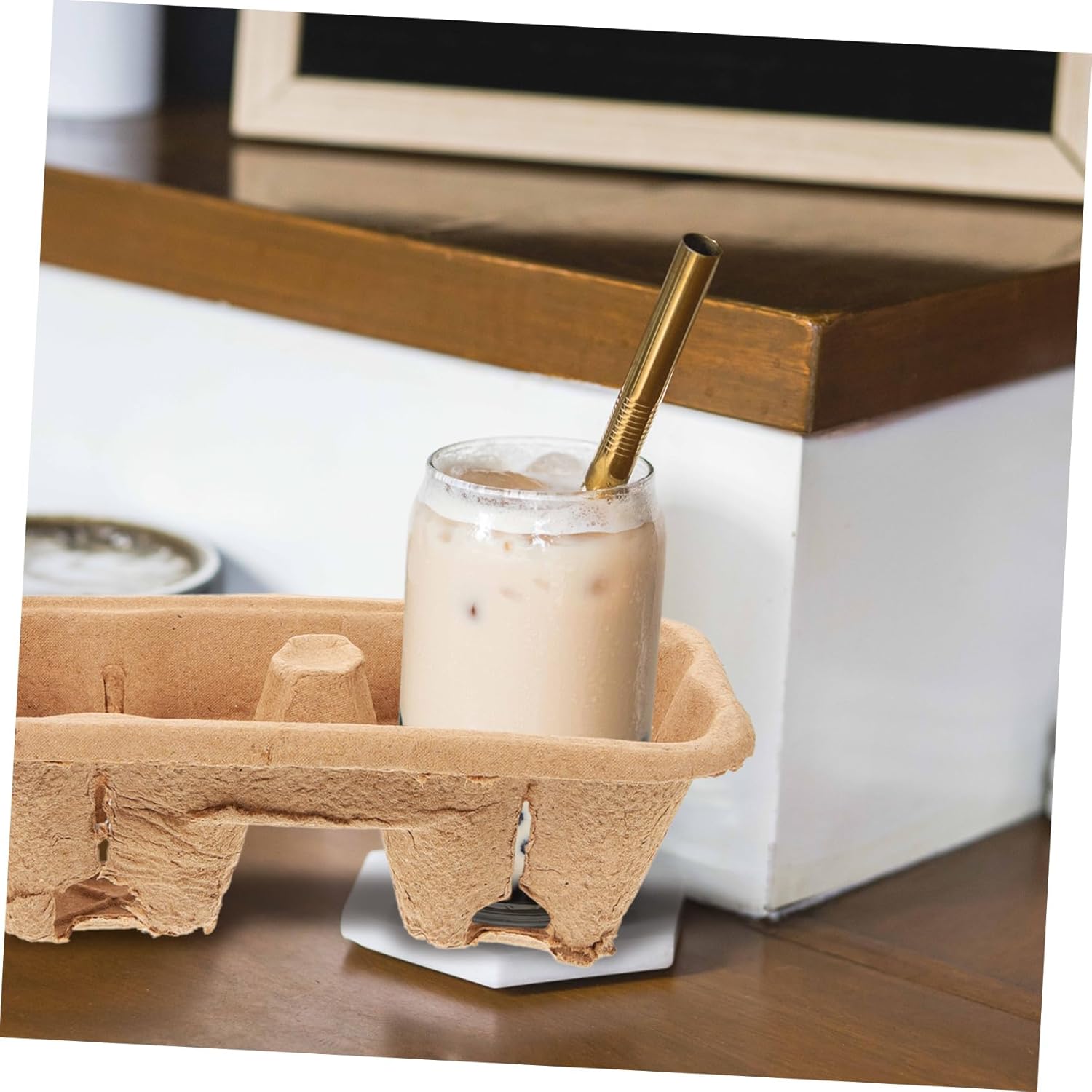 50pcs Coffee Cup Carrier Paper Tray Stackable Cup Holders Takeout Drink Holder for Outdoor
